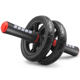 FEELCAT Abdominal Roller, Ab Roller, Slim Trainer, Ab Wheel, Upper Body Muscle Trainer, Knee Protection Mat, Load Capacity 440.1 lbs (200 kg) (A-Ab Roller (Red Grip))