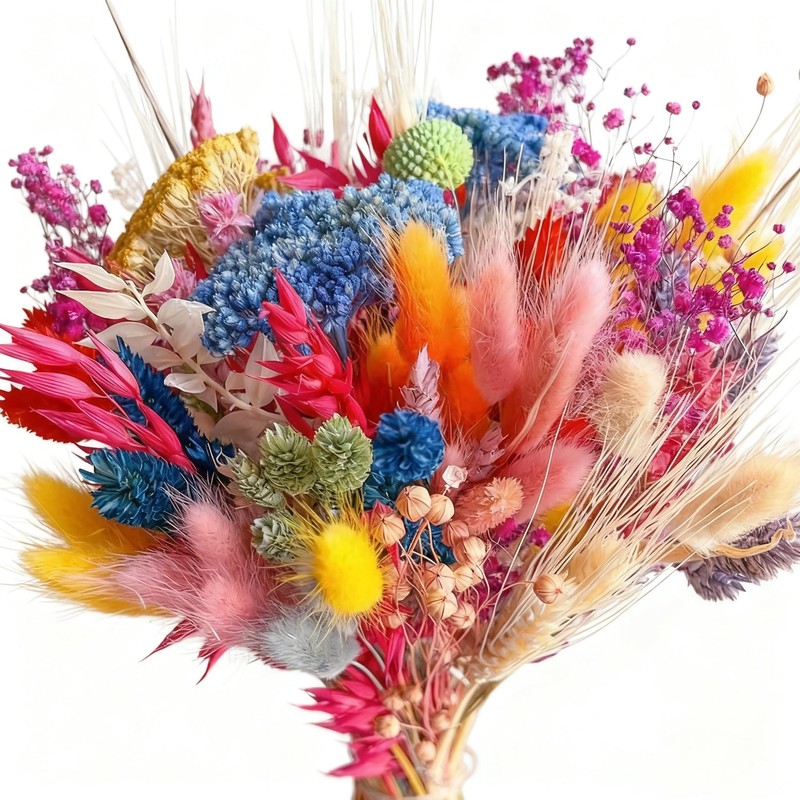 130Pcs Bright-Coloured Dried Flowers Bouquet 17Style