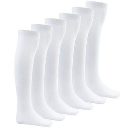 Bay 6 Kids Plain Cotton Rich Knee High School Socks 6 Pack White 9-12
