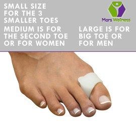 MARS WELLNESS Gel Toe Separator and Toe Spacers - Bunion, Hammer Toe, Overlapping Toes, Toe Spreader and Toe Corrector for Men and Women - 4 Pack - White Small