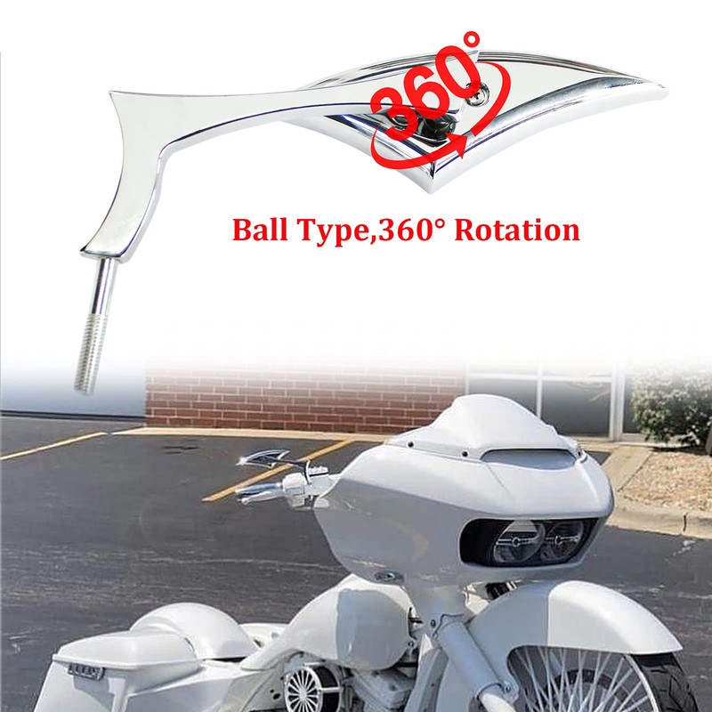 Rich Choices Chrome Motorcycle Blade Rearview Side Mirrors Comptible with