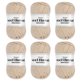 Rebower Cotton Yarn,100% Cotton Soft Knitting Yarn [for Hand DIY Bag Cushion Crocheting Knitting Project Home Decor] -6 Skeins of 300g/10.58oz(Per Skein 50g/109yards)/Beige