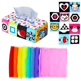 Baby Tissue Box Colorful Sensory Toy Educational Preschool Learning Toys Gifts for Babies Kids