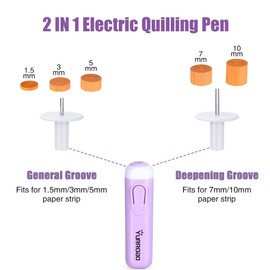 YURROAD 2 in 1 Quilling Tool Electric Quilling Pen Automatic Slotted Quilling Tools for Quilling Paper Strips 1.5mm to 10mm