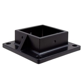 Plum Fittings Floor Flange for 3" Square x 3" Square Aluminum Fence Posts - Deck Mount (Black)