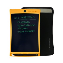 Boogie Board Jot Reusable Writing Tablet with Nylon Protective Sleeve - Includes 8.5 in LCD Writing Tablet with Built in Magnets and Kickstand, Instant Erase, and Stylus Pen, Gold