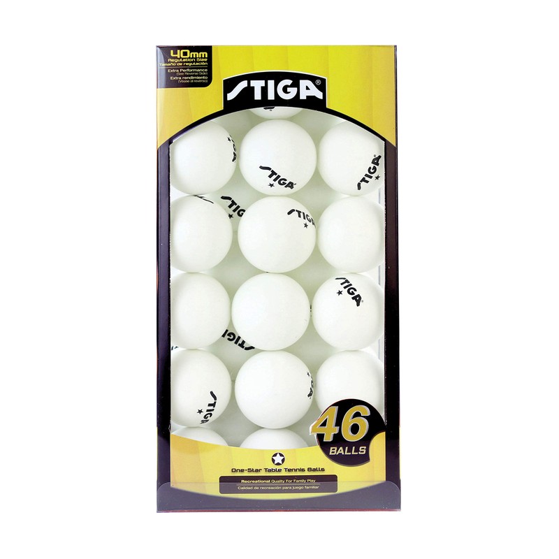 Stiga Table Tennis Balls, 46-Pack, White, 46-Pack