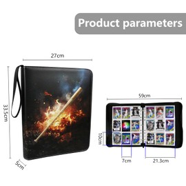 Card Binder 4 Pocket Fits 400 Cards with 50 Removable Sleevesves, Trading Card Binder Sports Card Binder Basketball Card Binder Baseball Card Binder Trading Card Albums (Baseball-F-L)