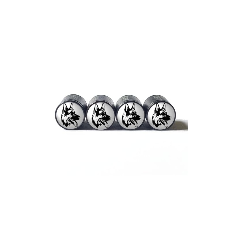 Generic German Shepard Dog Tire Valve Stem Caps - Black