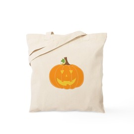 CafePress Smiling Jack O Lantern Tote Bag Reusable Natural Beige Canvas Shopping Bag
