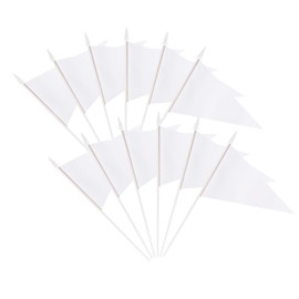 12 Pack White Pennant Flags Small Mini Hand Held Solid Color Pennant DIY Graffiti Flags On Sticks Flags with 12.6"Solid Pole & Spear Top,Party Events Celebration,School,Grand Opening,Kids