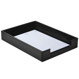 RHCSZ PU Leather Letter Tray - Load Documents Trays Front for Office Desktop Organizer - Desk Magazine, File, A4 Paper Holder - Paper Document File Holder (Black, A4-Tray)