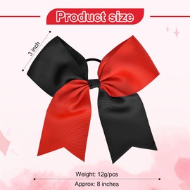 20PCS 8" Large Cheer Bows Black Red Cheerleading Bows Girl Hair Bows with Ponytail Holder Bow Hair Ties for Cheerleaders SoftbalCompetition Sports