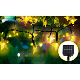 Eternal Living Outdoor Star String Lights 36 ft Hanging Patio Decor with 100 Warm LED Light Star Style Solar Lights Outdoor Garden, Black