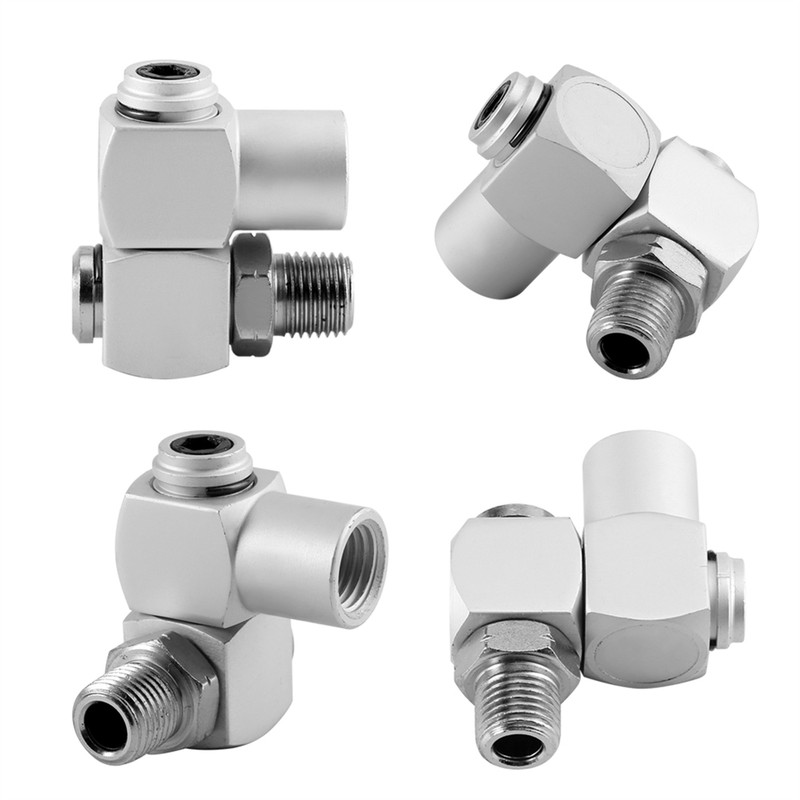 4pcs/Set Aluminum 1/4" Universal 360 Swivel Air Hose Connector Adapter