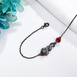URONE Black Rose Bracelet Sterling Silver Rose Infinity Bracelet Rose Jewelry Gifts for Women, 7