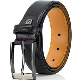 Pierre Cardin Suit Belt 35 mm Cowhide Leather Belt Black, black