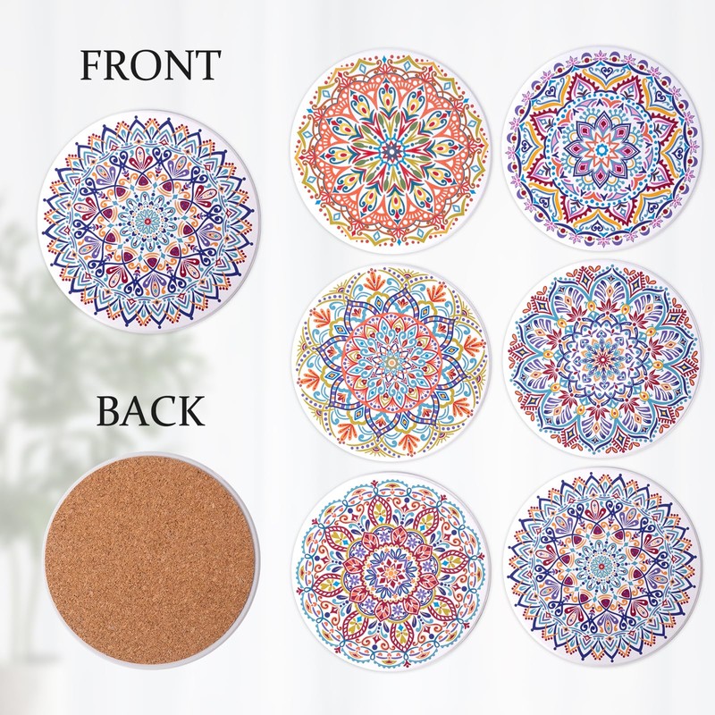 STARUBY 6 Pieces Ceramic Coasters Coasters with Holder Coasters Coffee