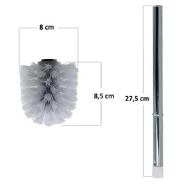 Sanixa Premium Universal Toilet Brush with Replacement Heads, White, Set of 5, 8 cm Brush Head, 26 cm Handle, Rustproof