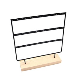 Shiwaki 3-Tier Display Item display stand with Wooden Tray for Small household items, wedding accessories display-60 Holes(Black)