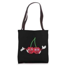 Cute Cherry Fruit Lover Design Happy Twins Cherries Berry Tote Bag