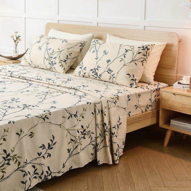 JSD 6 Piece Teal Leaves Print Sheet Set King Size,