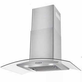 Tieasy Range Hood 30 Inch Wall Mount Kitchen Range Hood Tempered Glass 3 Speed LED Lamp
