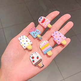 FAMEZA 10Pcs Fruit Children's hair accessories, Hair Clips,Hairpin,Super Cute Girls Duckbill Clip,Small Clip,Headdresses,Ice Cream,Clouds(Color)