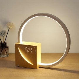 Vnoeom Alarm Clock Bedside Lamp, Touch Table Lamp with Natural Sounds, Desk Lamp with Alarm Clock, Touch Control 3 Levels Brightness,Night Light for Bedroom, Living Room, Nightstand