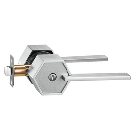 Berlin Modisch Zero Gravity Metro Series Privacy Lever Door Handle Easy to Open Locking Lever Set [for Bedroom or Bathroom] Reversible Heavy Duty – Satin Nickel Finish