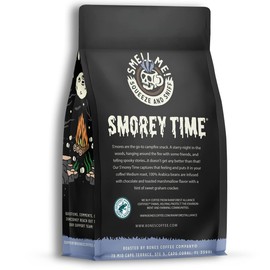 Bones Coffee Company S'morey Time, S'mores and Graham Crackers Flavored Coffee, Medium Roast Low Acid Arabica Beans Compatible with Auto drip and French Press Coffee Maker, 12 Oz Ground
