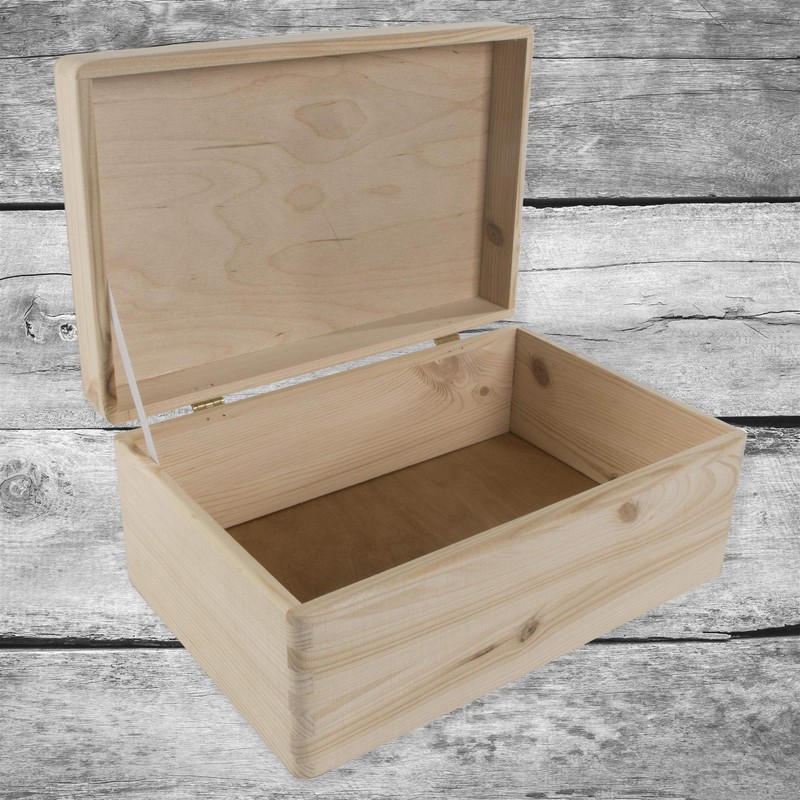 Wooden Storage Box Rectangular Unpainted Craft Box 29.5 x 19.5