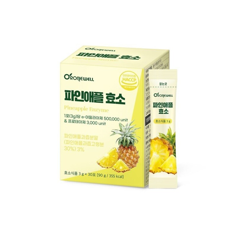 Roniwell 파인애플 효소 브로멜라인 식이섬유 아밀라아제 고역가수치 30포 Pineapple Enzyme