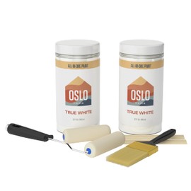 Oslo Home All-In-One 7 Piece Paint Makeover Kit, True White, 64oz, ‎Satin, for Cabinets and Furniture