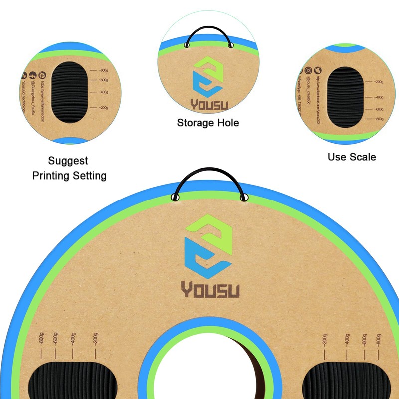 YOUSU Polypropylene PP Filament, 1.75mm 3D Printer Filament for 3D