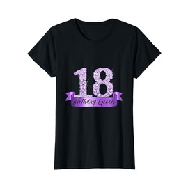 Birthday Queen I Purple 18th Number & Ribbon Banner Outfit T-Shirt
