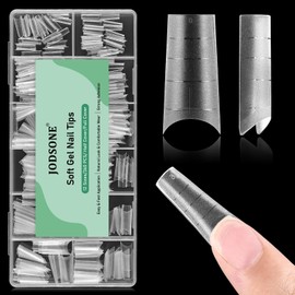 JODSONE Short Coffin Press on Flase Nail Tips for Extension Nail Tips Soft Gel Matte Half Cover Clear Gelly Nail Manicure 12 Sizes 360Pcs