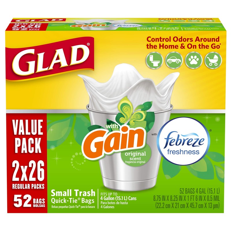 Glad OdorShield Small Trash Bags 4 Gal. Gain Original with