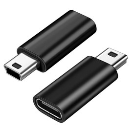 Mepsies USB C to Mini USB Adapter 2 Pack, USB Type C Female to Mini USB 2.0 Type-B Male Adapter, Support Charging and Data Transfer, Black