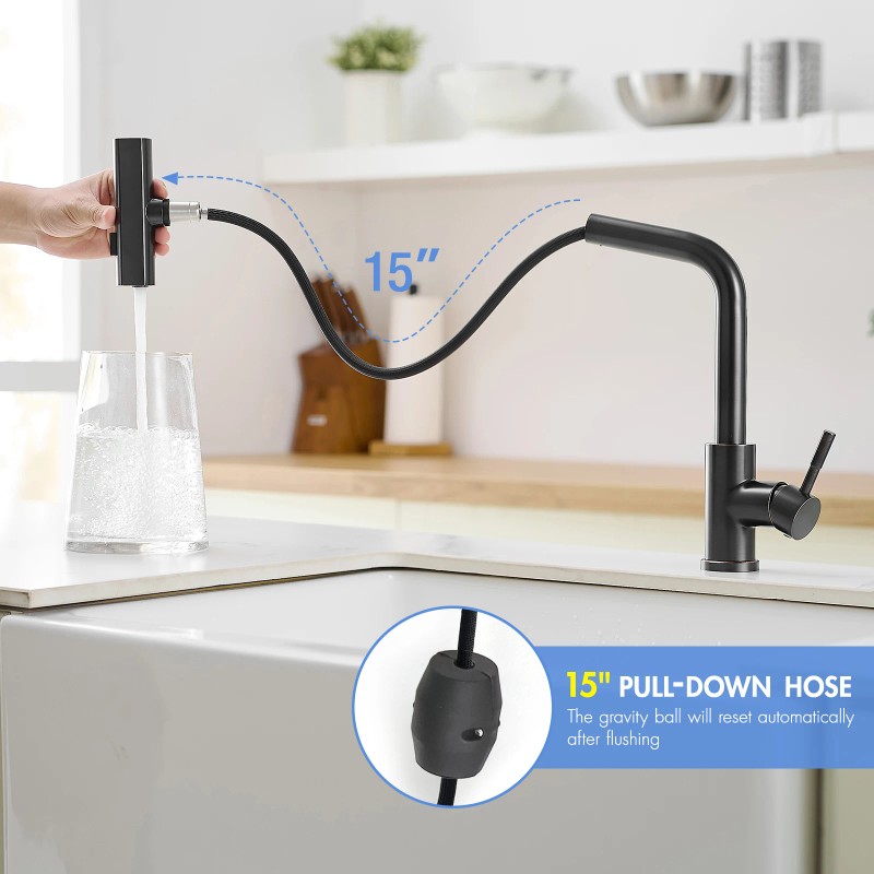 Modern Single Handle 360° Swivel Stainless Steel Waterfall Kitchen Faucet