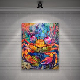 WUIVCTR Crab Painting by Numbers Kit, Paint by Numbers Sea Animals DIY Oil Painting Canvas, Painting Kit on with Brushes and Acrylic Pigment, Home Decoration Creature Without Frame 16x20 Inch