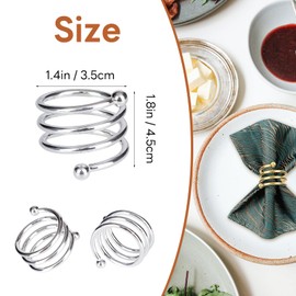 12-Piece Napkin Rings Set - Gold and Silver Metal Napkin Holders for Rustic Wedding, Restaurant & Party Decorations (Silver)