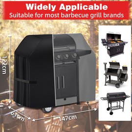 SPGOOD Barbecue Cover Weatherproof Barbecue Cover Gas Barbecue Cover Gas Barbecue Cover UV Resistant Tear-Resistant 420D Oxford Fabric BBQ Cover – Black