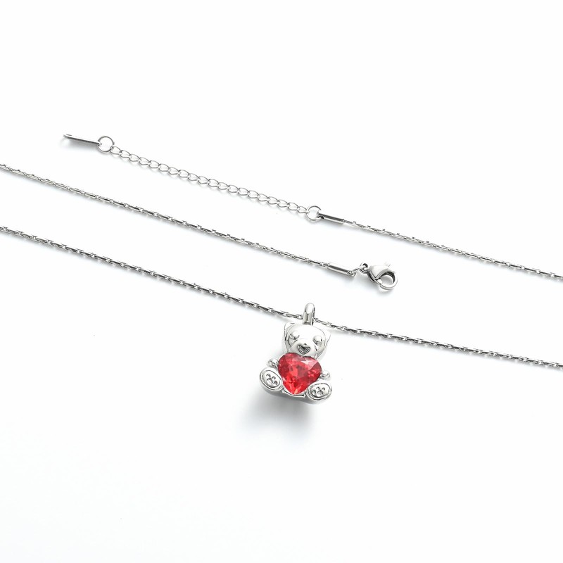 constantlife Teddy Bear Cremation Jewelry Ashes Heart Urn Necklace for