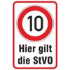 Sign "Hier gilt die StVO 10 kmh fahren" Aluminium Composite