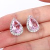 Flyonce Women's Full Cubic Zirconia Wedding Teardrop Stud Earrings Pale