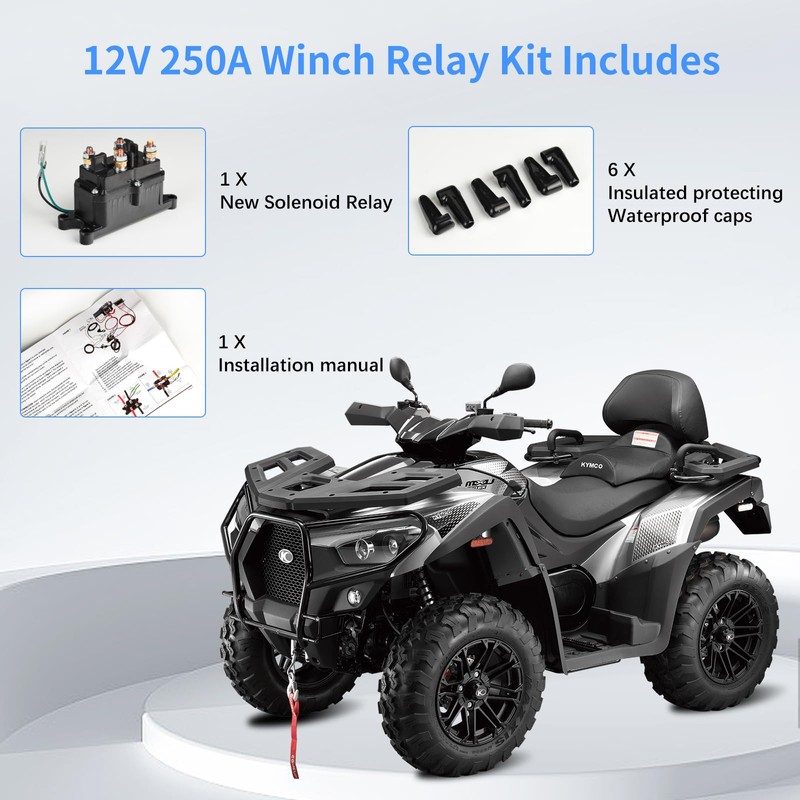 MaySpare 250A Winch Solenoid Relay Contactor 12V Winch Relay for