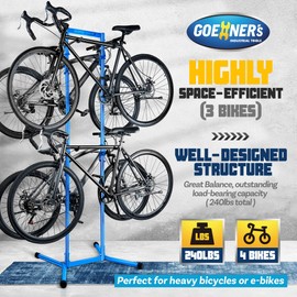 GOEHNER's 4 Bike Storage Rack Garage (Max. 240LBS), 4 Bicycle Indoor Standing Bike Rack, Height Adjustable for Road Mountain Bicycles