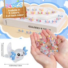 NiCola Mini Resin Animals 24pcs Luminous Resin Animals, Cute Tiny Animals Luminous Resin, Mini Resin Animals Glow in the Dark for Dollhouse Decor, DIY Miniature Garden Landscape (8 Colors)