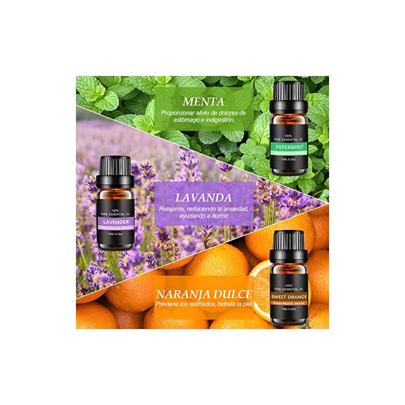 Aceites Esenciales de Aromaterapia 12PCS,100% Natural, para Difusores